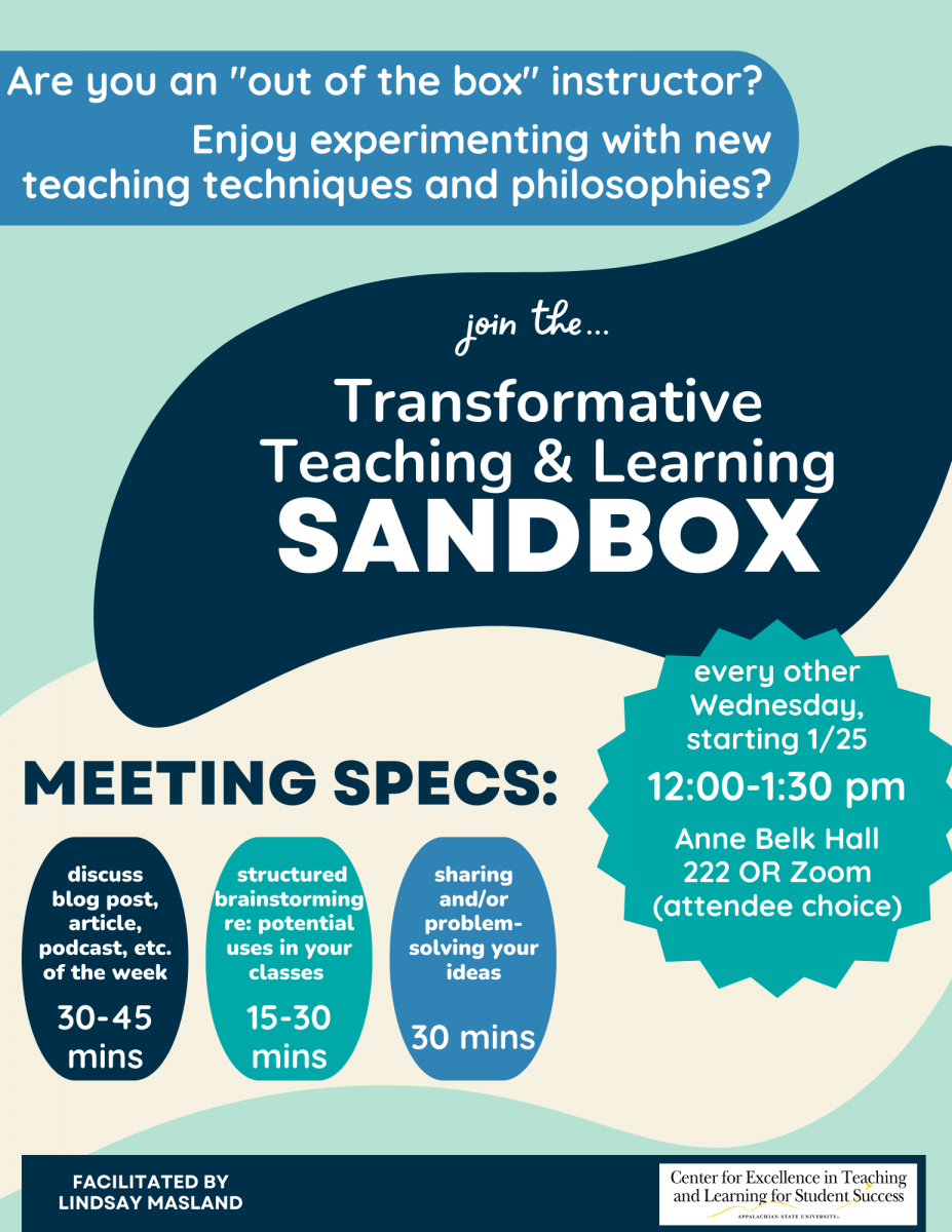 Flier for TTL Sandbox. Click hyperlink before this message for a text-based version